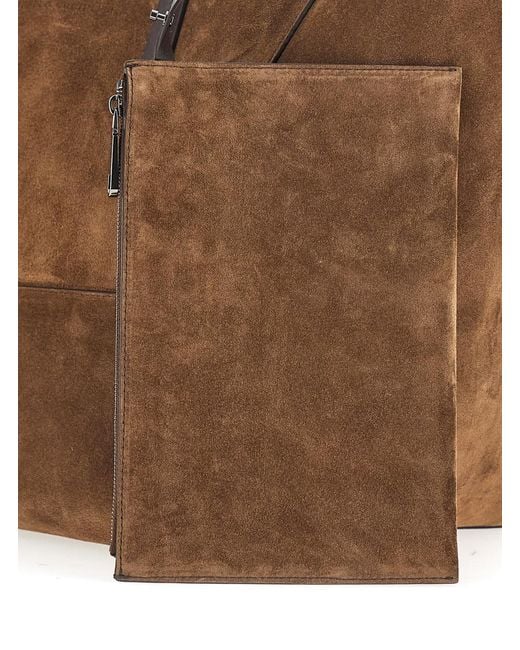 Brunello Cucinelli Brown Tote Bag Duo Suede Leather