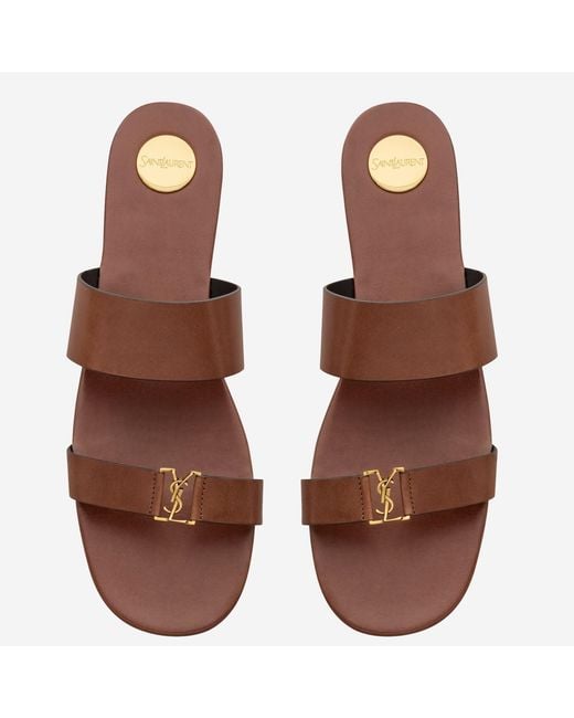 Saint Laurent Brown Leather Sandals Babylone