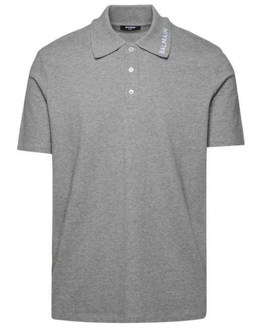 Balmain Gray Polo Shirt for men