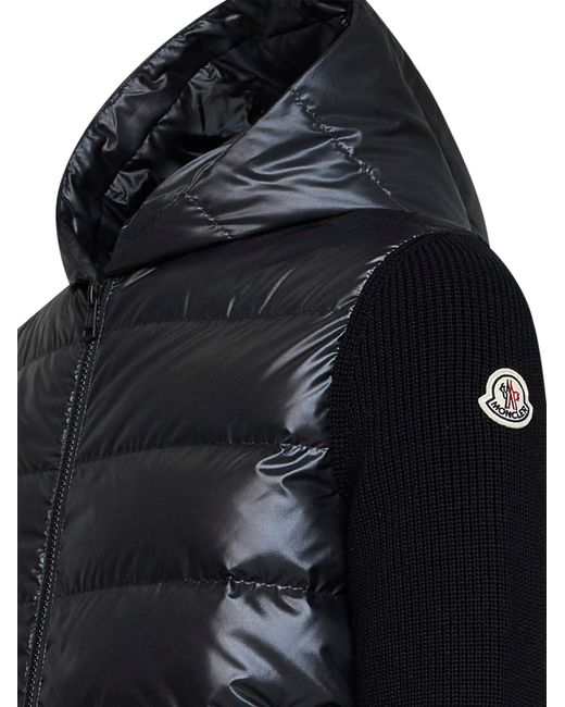 Moncler Black Hoodie Padded Zip-Up Virgin Wool Bomber Jackets for men
