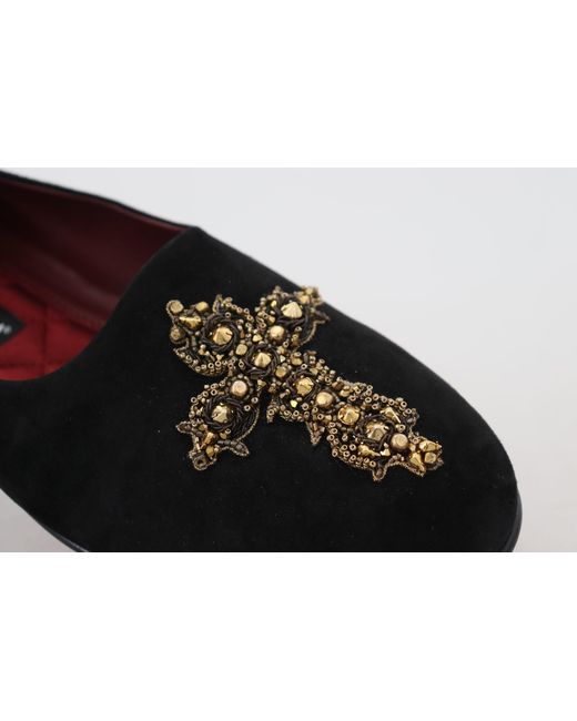 Dolce & Gabbana Black Crossembellished Ballerina Flats for men