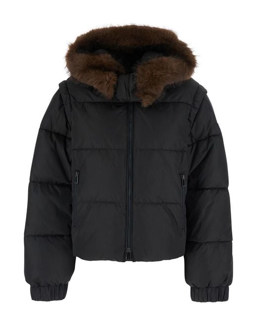 Pinko Black Padded Jacket With Hood, Polyester Puffer