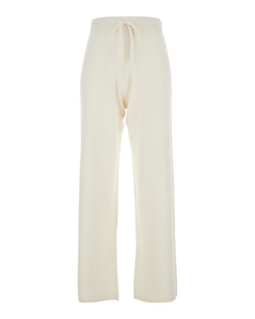 SOLOCASCMIR White Pants With Elastic Drawstring Waist
