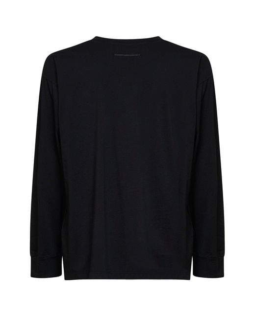 MM6 by Maison Margiela Black T-Shirt Numeric Cotton Knitwear for men