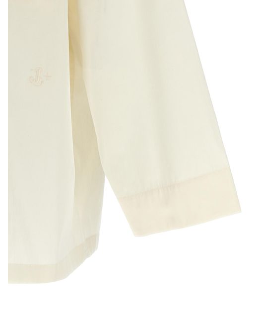 Jil Sander White Logo Embroidery Shirt for men