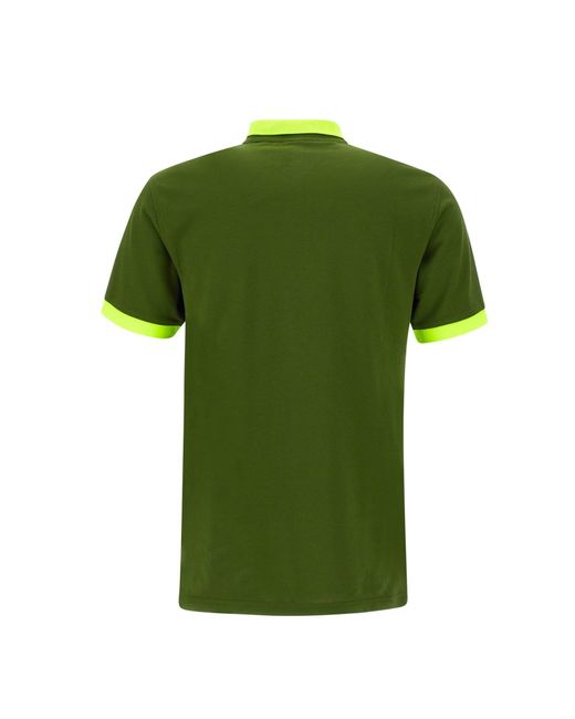 Sun 68 Green Big Stripe Cotton Polo Shirt for men