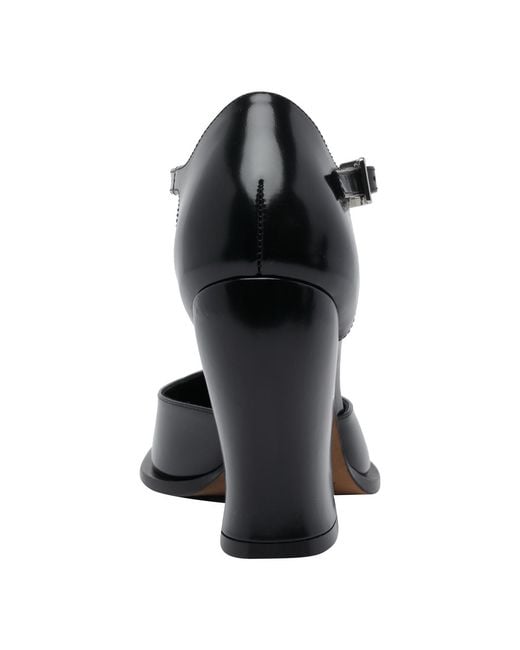 Loewe Black Leather T-Bar Pumps Scarpe Con Tacco
