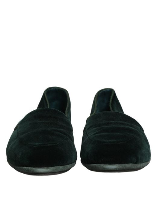 Dolce & Gabbana Black Velvet Slip On Flats Loafers Shoes Leather for men
