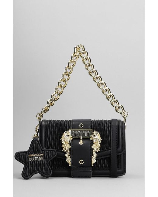 Versace Jeans White Shoulder Bag In Black Faux Leather