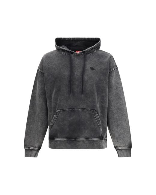 DIESEL Gray S-Boxt-Hood-Den Hoodie Cotton Sweatshirts for men