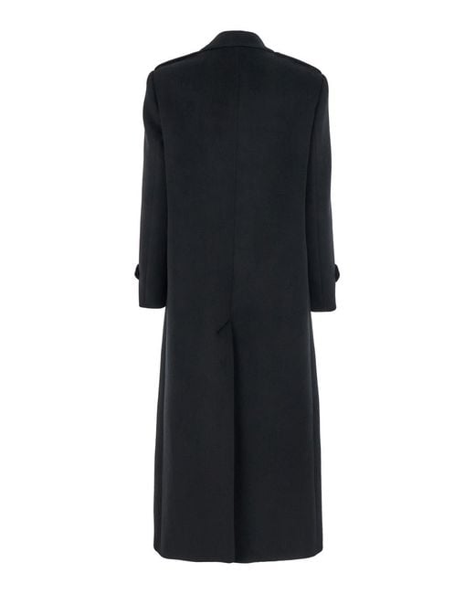 Le Plain Black Coat With Shirt Collar