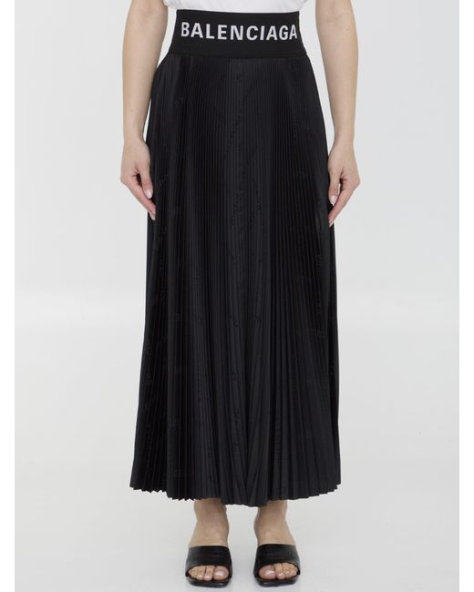 Balenciaga Black Pleated Midi Skirt
