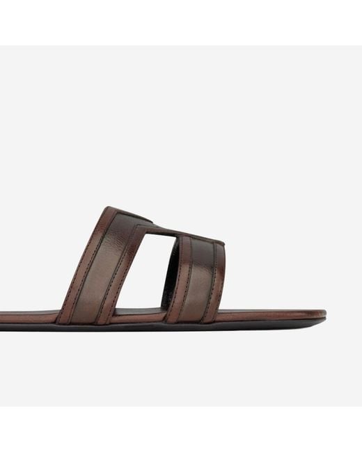 Saint Laurent Brown Leather Sandals Calf
