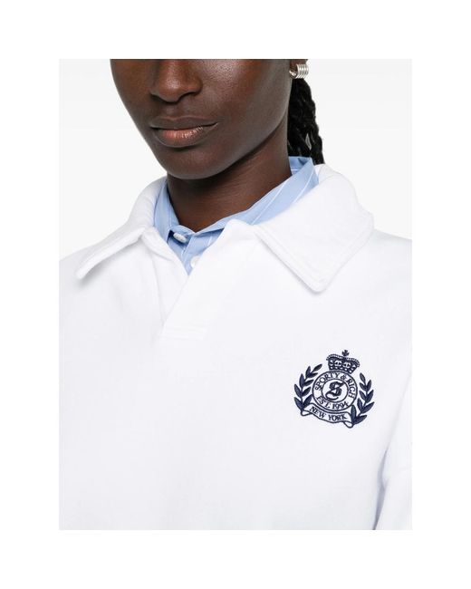 Sporty & Rich White Embroidered-Logo Sweatshirt