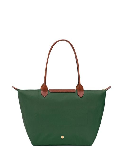 Longchamp Green 'Le Pliage Original' Tote Bag With Embossed Logo