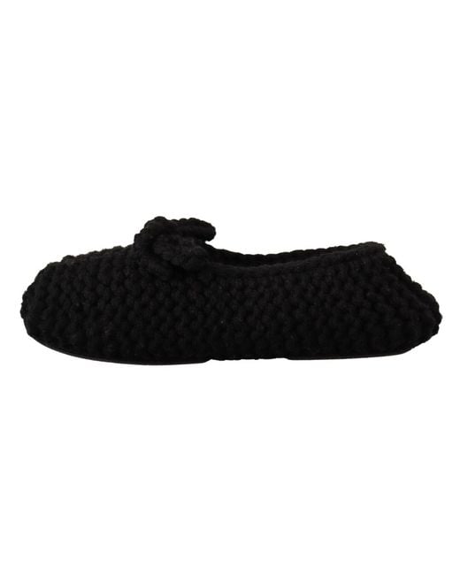Dolce & Gabbana Black Elegant Wool Knit Ballet Flats
