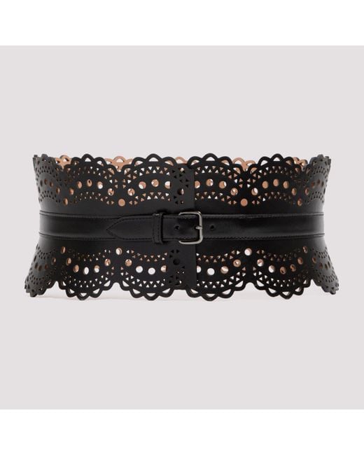 Alaïa Black Laser-cut Leather Corset Belt