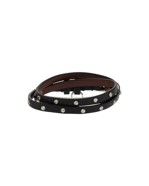 Alexander McQueen Black Bracciale A Doppio Giro