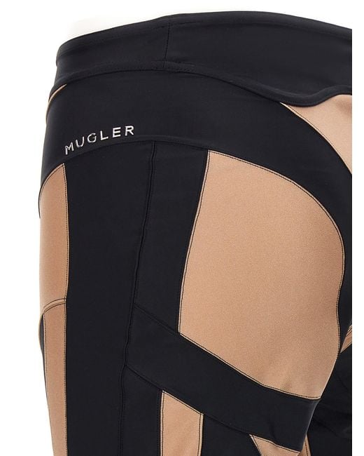 Mugler Black 'Bi-Color Spiral' Leggings
