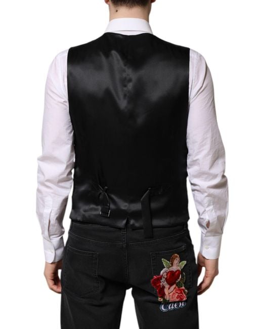 Dolce & Gabbana Red Floral Satin Formal Waistcoat Vest for men