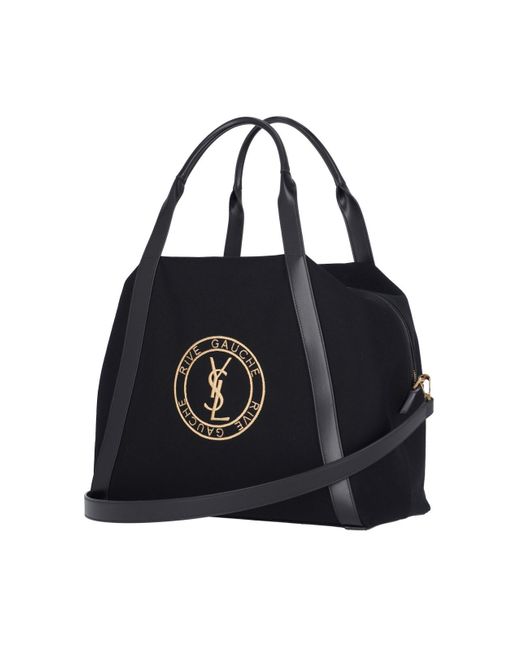 Saint Laurent Black Rive Gauche Tote Bag for men