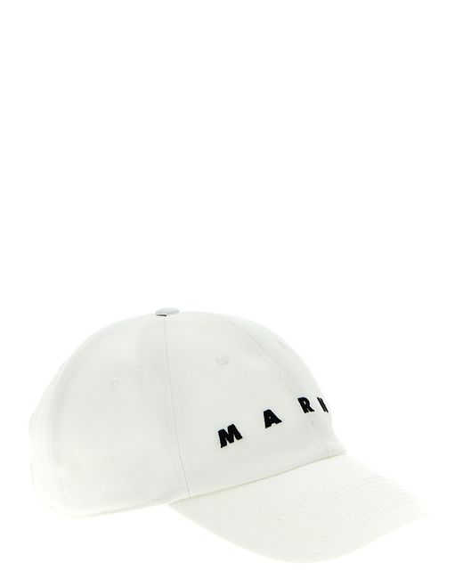 Marni White Logo Embroidery Cap Hats for men