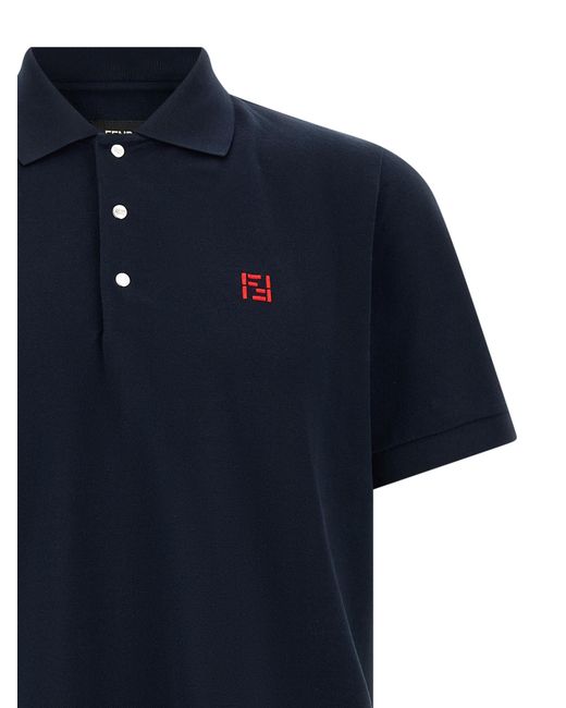 Fendi Blue 'Ff Selleria' Polo Shirt for men