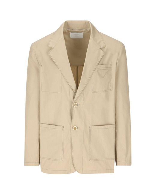 Prada Natural Triangle Patch Button-up Jacket for men