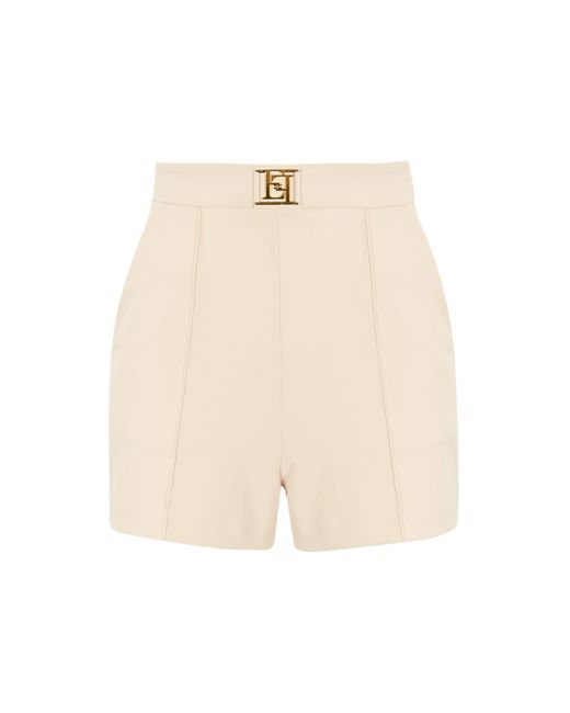 Elisabetta Franchi Natural Crepe Shorts With Plate