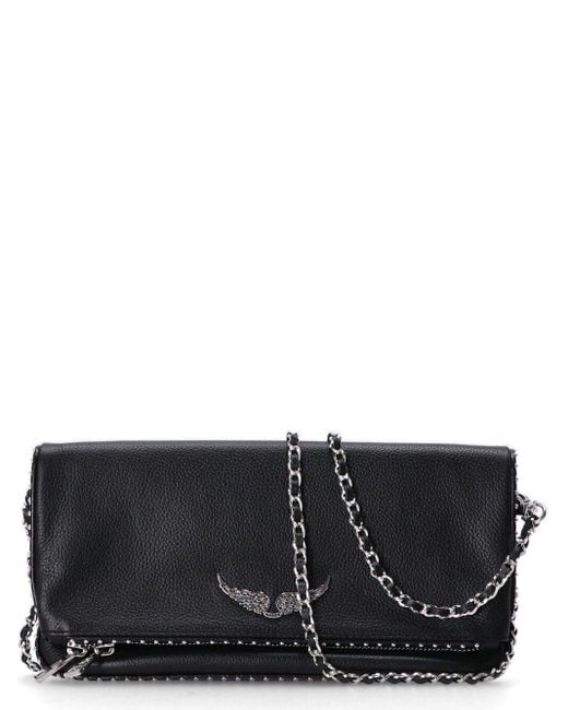 Zadig & Voltaire Black Stud-Embellished Chain-Linked Shoulder Bag