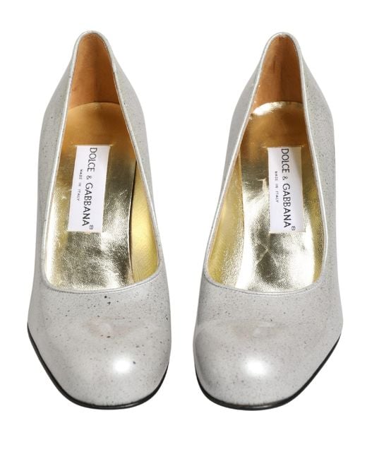 Dolce & Gabbana White Leather High Heels Pumps Shoes