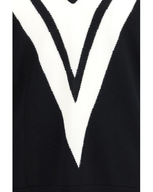 Valentino Blue Sweater Virgin Wool With Intarsia V Detail Fleece Ovis Aries for men