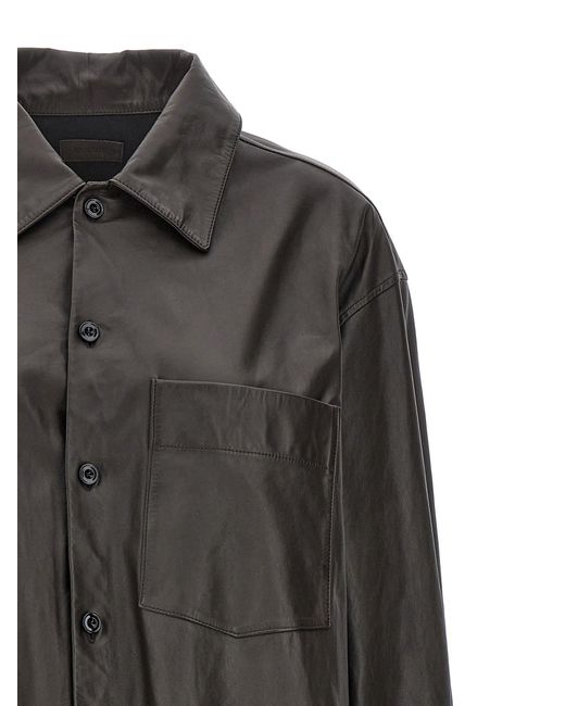 Lemaire Gray Nappa Leather Overshirt