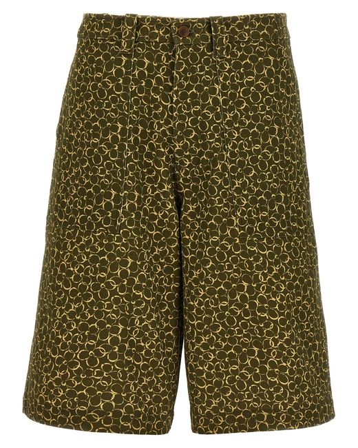 Maison Kitsuné Green Floral Print Bermuda Shorts for men