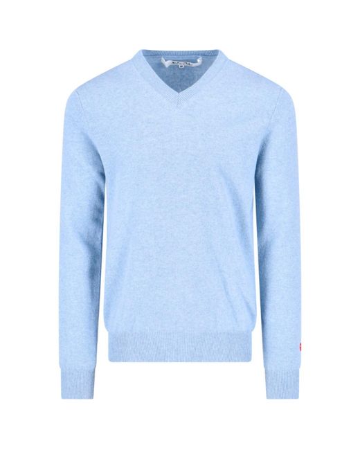 COMME DES GARÇONS PLAY Blue Logo V-Neck Sweater for men