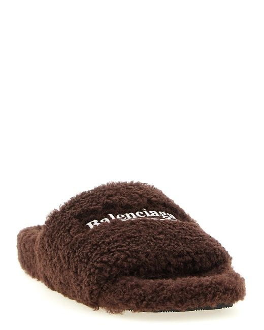 Balenciaga Brown Polyester Slides Shoe
