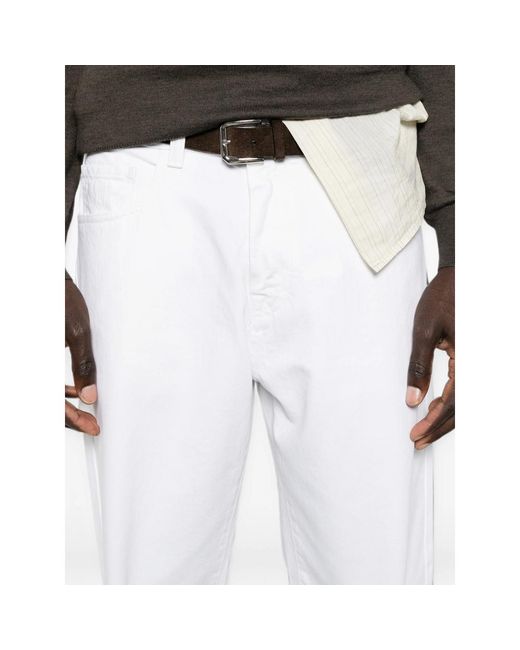 Canali White Button-Fastening Straight-Leg Jeans for men