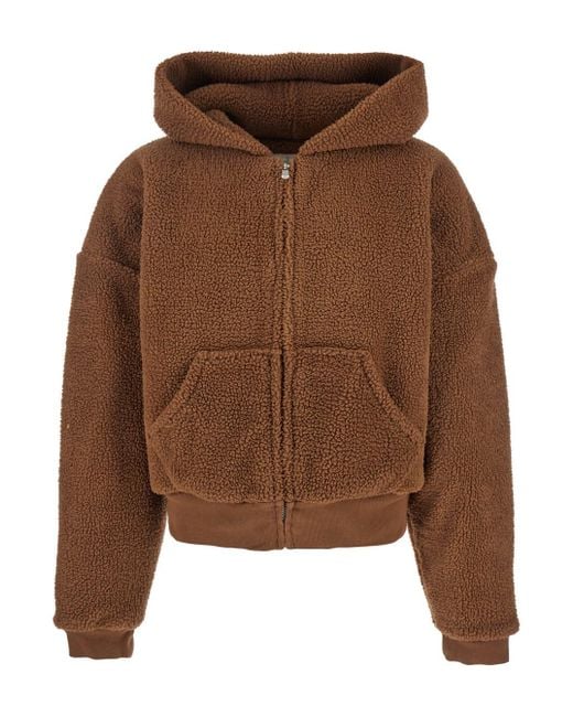 ERL 'terry' Brown Hoodie With Dropped Shoulders In Cotton Teddy Man for men