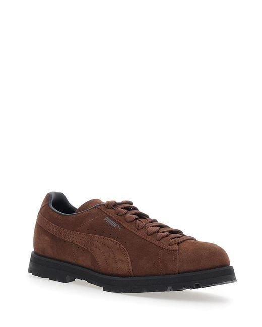PUMA Brown Sneakers, Leather Leather/Rubber Trainers for men