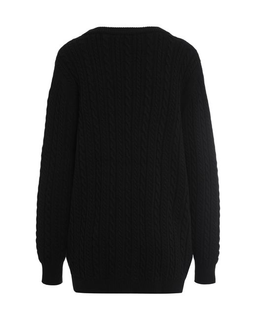Alessandra Rich Black Cable Knit Cardigan Wool Cardigans