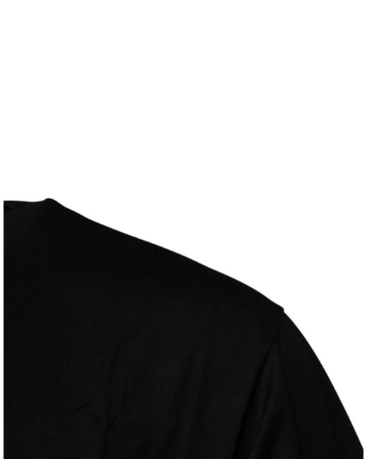 Dolce & Gabbana Black Logo Patch Cotton Crew Neck T-Shirt for men
