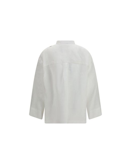 Max Mara Gray Linen Dress Shirt