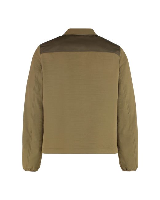 Moncler Green Quilted Seersucker Shirt With Zip Shell: Polyamide for men