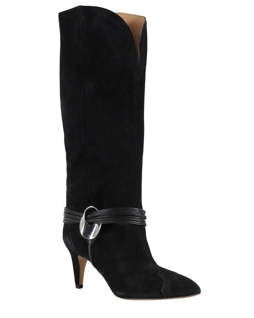 Isabel Marant Black Lestany Gz Mid-Calf Suede Boot