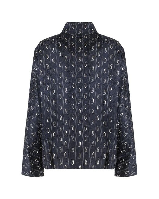 Tory Burch Blue Blouse Jacquard Viscose-Silk Blouses
