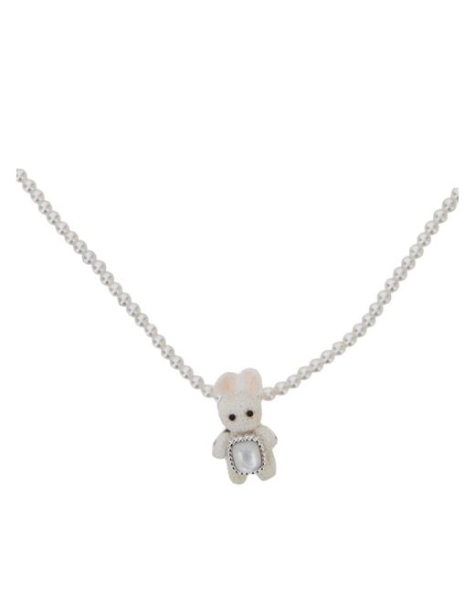 YVMIN White Necklace Woven Mini Rabbit Mother-Of-Pearl Necklaces
