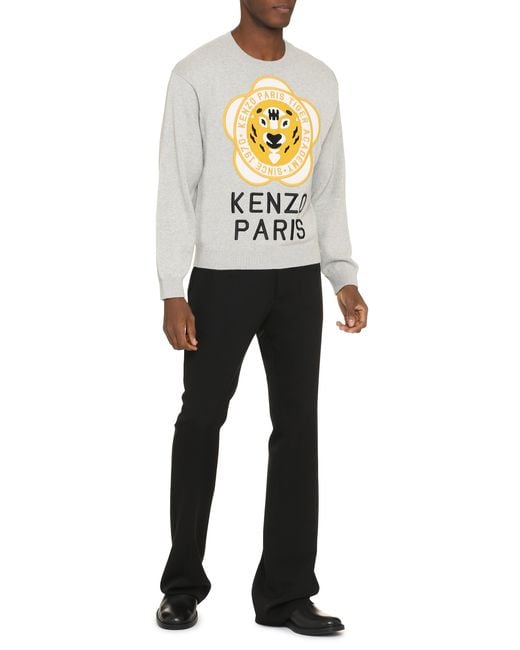 KENZO White Wool-Blend Crew-Neck Sweater Sweatshirts for men