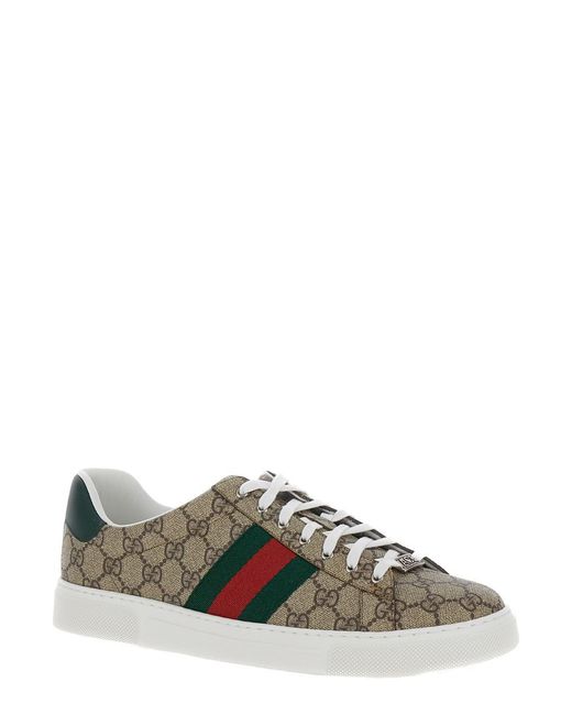 Gucci Green Low-Top Sneakers Ace Polyurethane Trainers for men