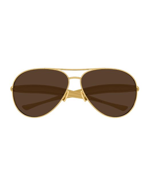 Bottega Veneta Brown Bv1305S Linea Unapologetic Metallo Sunglasses