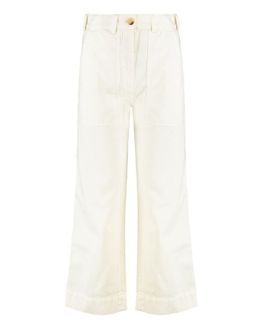 Etro White Trousers Cotton Flared